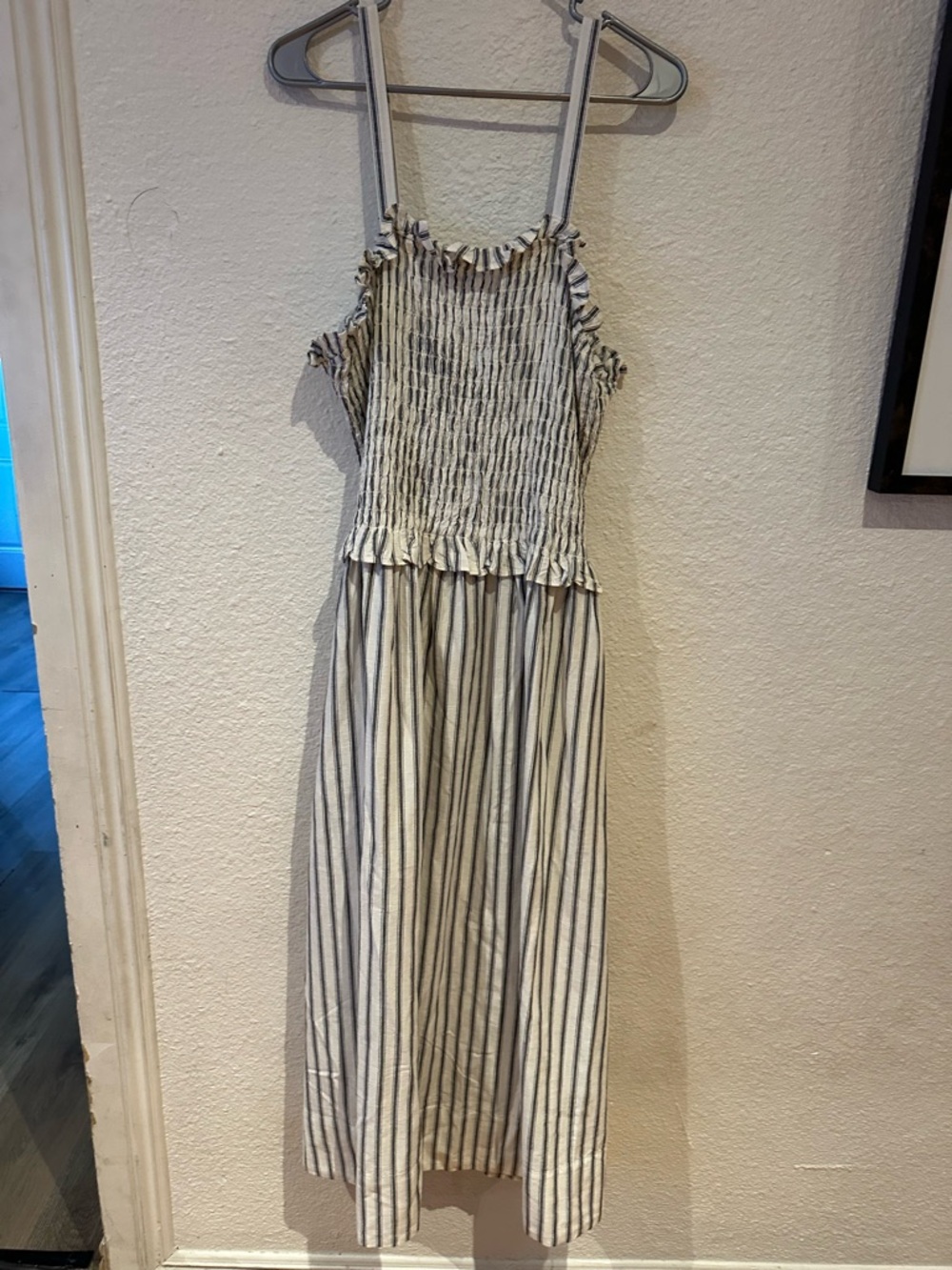 Universal Thread White & Black Striped Smocked Maxi Dress